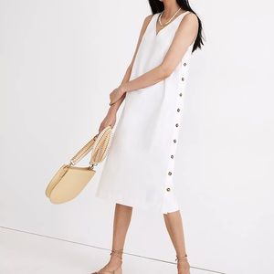 Line-Cotton Side-Button Midi Dress
